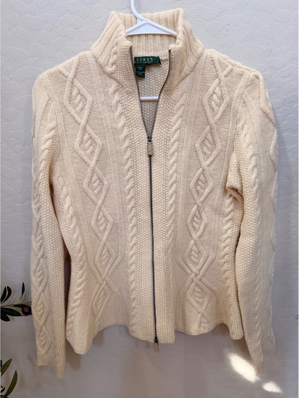 Lauren Ralph Lauren 100% wool zip up sweater